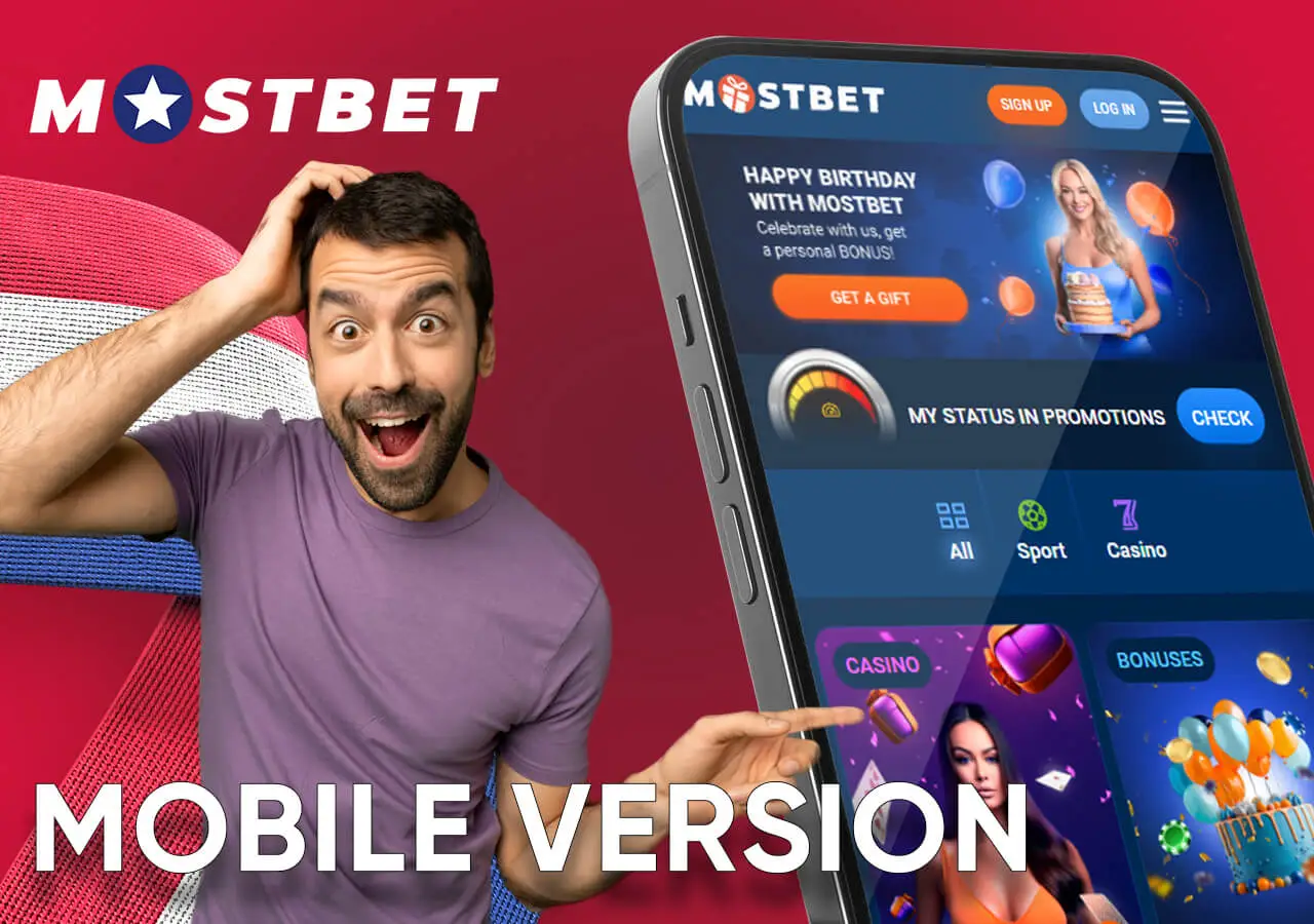 Mobile version of the Mostbet site